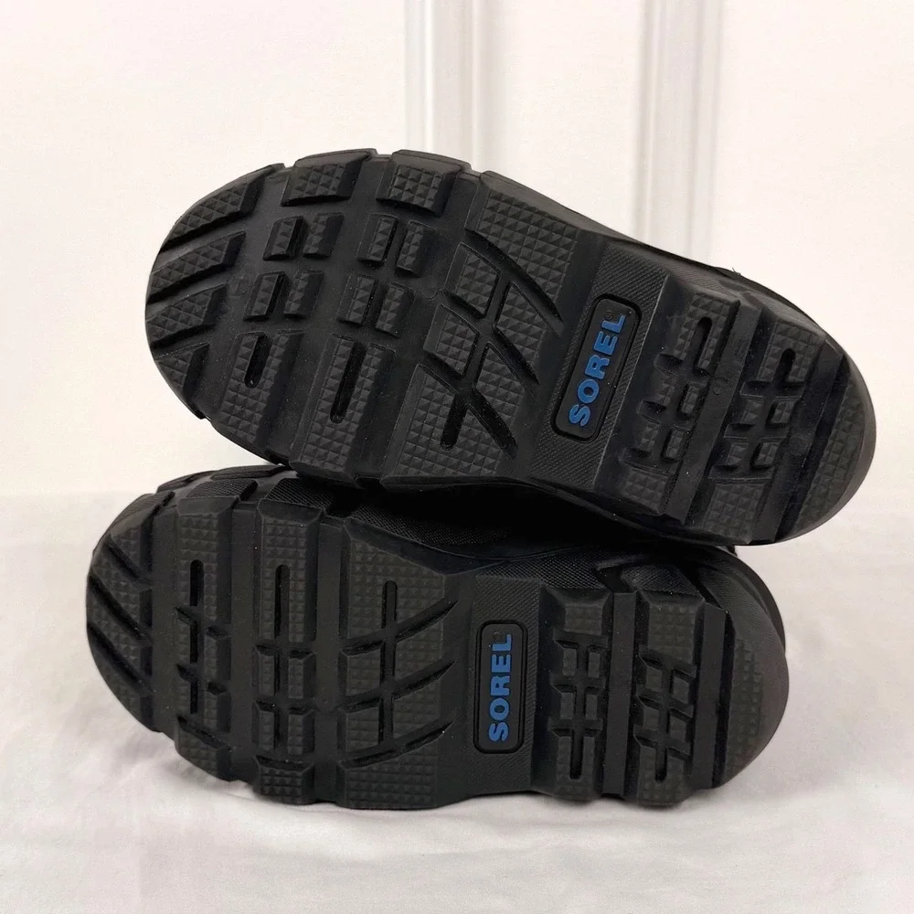 Sorel‎ Snow Commander Kids Winter Boots Black Blue NC1810-010 Size 10